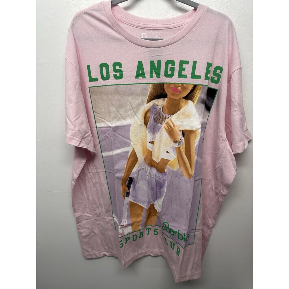 Barbie New Los Angeles Sports Graphic Short Sleeve‎ Top Pink Size 2X #19